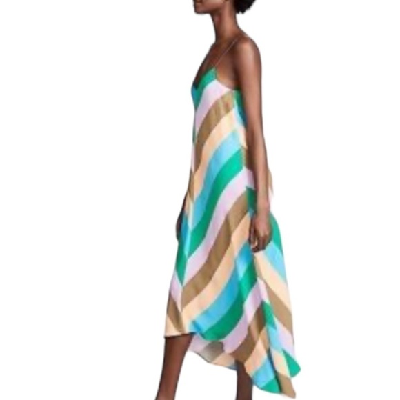 Tibi Julian Chevron Multi Stripe Maxi Slip Dress - Picture 14 of 15